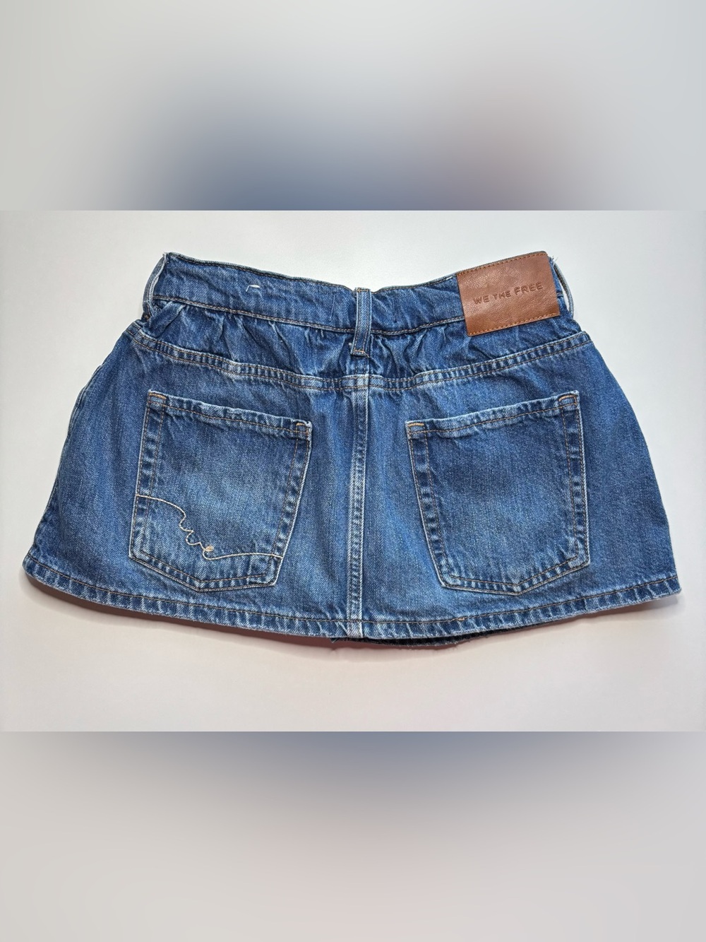 FREE PEOPLE WE THE FREE DENIM MICRO MINI SKORT SKIRT BLUE SIZE 24 - Picture 5 of 11